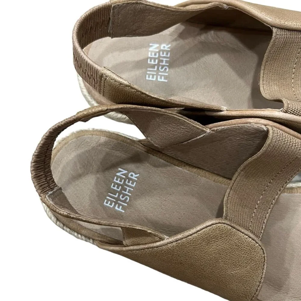 Eileen Fisher Tan Dash Strappy Wedge Sandals 8